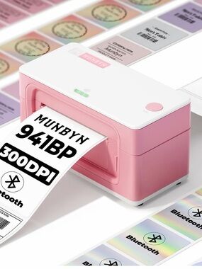 MUNBYN Pink Label Printer - Compact Bluetooth Sticker Printer